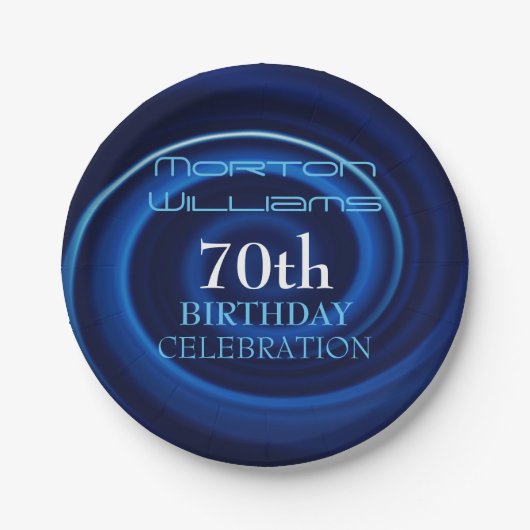 Blue Vortex 70th Birthday Celebration Paper Bord (Voorkant)