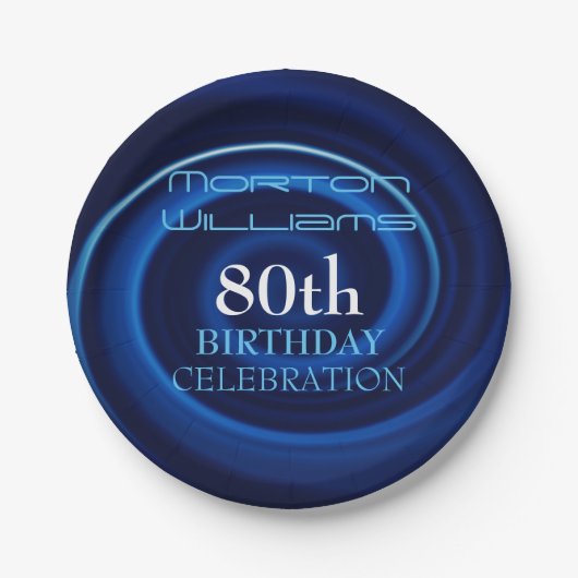 Blue Vortex 80th Birthday Celebration Paper Bord (Voorkant)