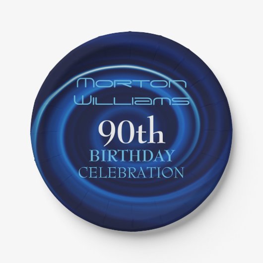 Blue Vortex 90th Birthday Celebration Paper Bord (Voorkant)