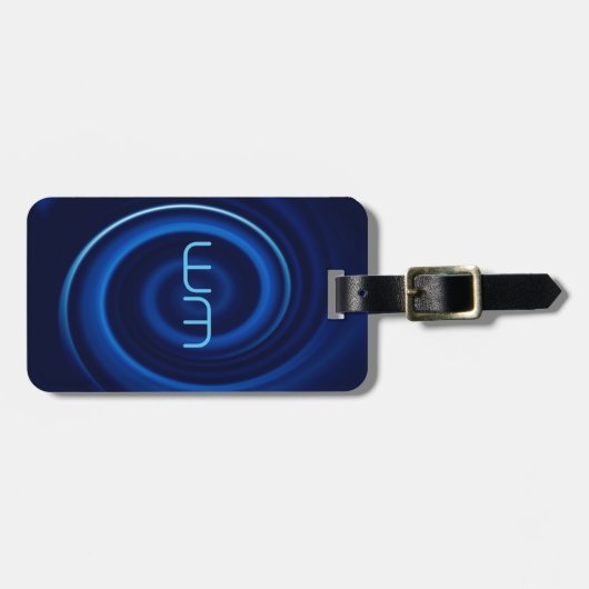 Blue Vortex Monogram Aangepast Bagagelabel (Voorkant horizontaal)