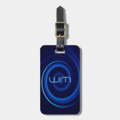 Blue Vortex Monogram Aangepast Bagagelabel (Voorkant verticaal)