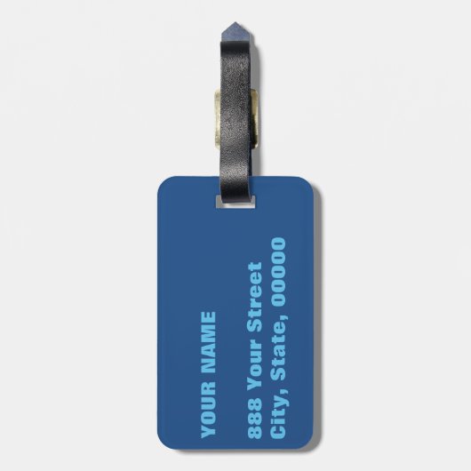 Blue Vortex Monogram Aangepast Bagagelabel (Achterkant verticaal)