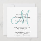 Blue Vrijgezellenfeest Monogram Damask Invitation Kaart (Achterkant)
