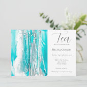 Blue Vrijgezellenfeest Tea Party Invitation Kaart (Staand voorkant)