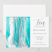 Blue Vrijgezellenfeest Tea Party Invitation Kaart (Voorkant / Achterkant)