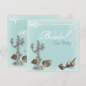 Blue Vrijgezellenfeest Tea Party Uitnodiging (Voorkant / Achterkant)