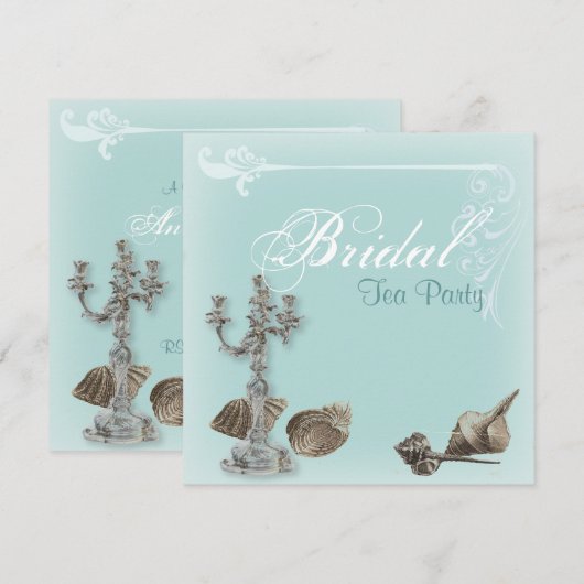Blue Vrijgezellenfeest Tea Party Uitnodiging (Voorkant / Achterkant)