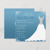 Blue Vrijgezellenfeest Wedding Gown Uitnodiging (Voorkant / Achterkant)