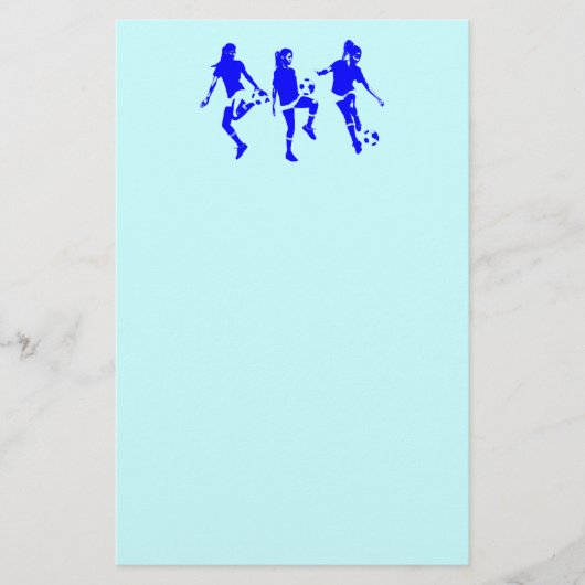 Blue Vrouw Soccer Skills Briefpapier (Voorkant)