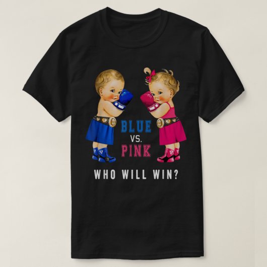 Blue vs Pink Boxing Babies Gender Reveal Party T-4 T-shirt (Design voorkant)