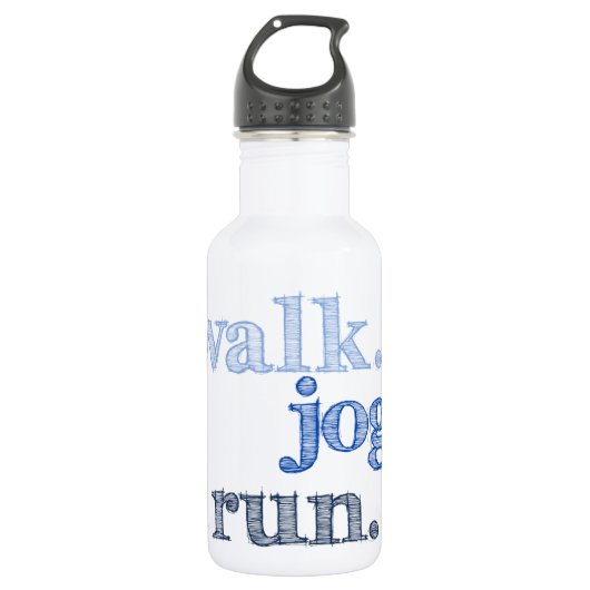 BLUE WALK JOG RUN (font SHADED) Waterfles (Voorkant)