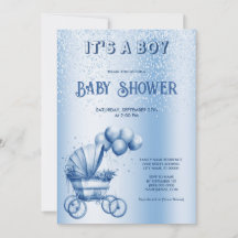 Blue Wandelwagen Baby shower Invitation