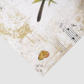 Blue Warbler Bird Butterfly Music Gold ontkoppelin Tissuepapier (Detail)