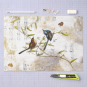 Blue Warbler Bird Butterfly Music Gold ontkoppelin Tissuepapier (Craft)
