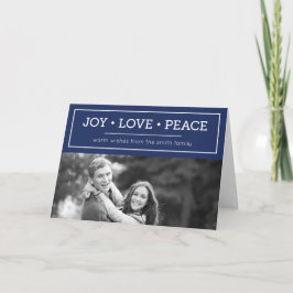 Blue Warm Wishes Joy Love Peace Holiday Foto Feestdagen Kaart