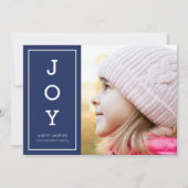 Blue Warm Wishes Modern Joy Holiday Foto Feestdagenkaart (Voorkant)