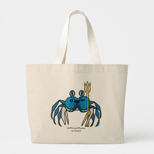 Blue Warrior Crab, MeWarriorVrouw op Twitch Grote Tote Bag (Achterkant)