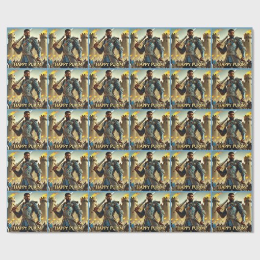 Blue Warrior Purim Wrapping Paper 2 Cadeaupapier (Vlak)
