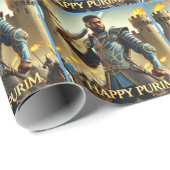 Blue Warrior Purim Wrapping Paper 2 Cadeaupapier (Rol Hoek)