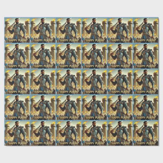 Blue Warrior Purim Wrapping Paper 2 Cadeaupapier (Zoom)