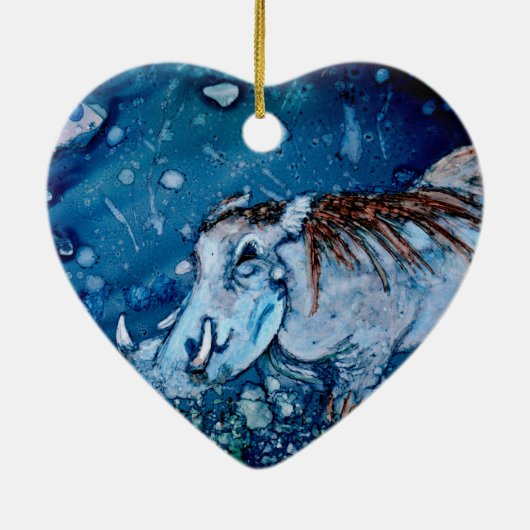 Blue Warthog Keramisch Ornament (Achterkant)