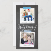 Blue Washi Tape- en Chalkboard-fotoframes Feestdagenkaart (Voorkant)