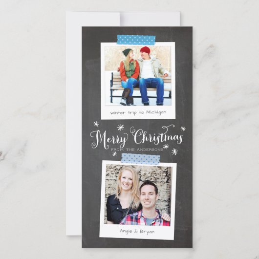 Blue Washi Tape- en Chalkboard-fotoframes Feestdagenkaart (Voorkant)