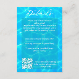 Blue Water Beach & Destination Wedding Ocean Theme Informatiekaartje