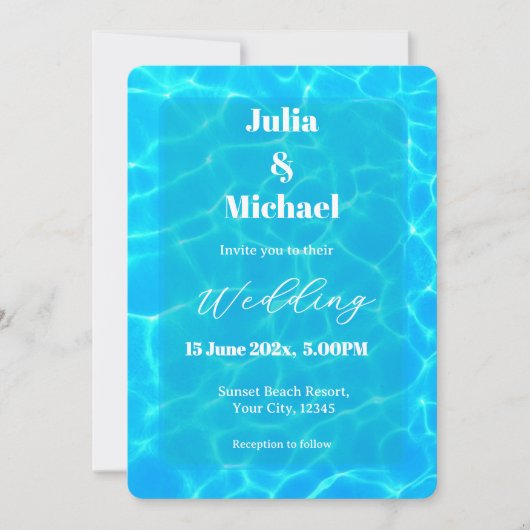 Blue Water Beach & Destination Wedding Ocean Theme Kaart (Voorkant)
