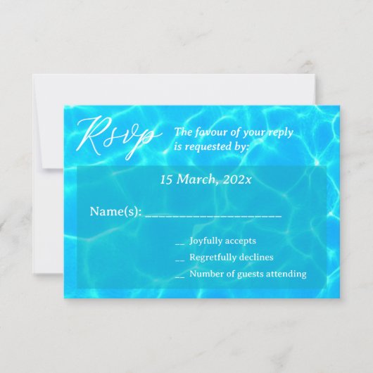 Blue Water Beach & Destination Wedding Ocean Theme RSVP Kaartje (Voorkant)