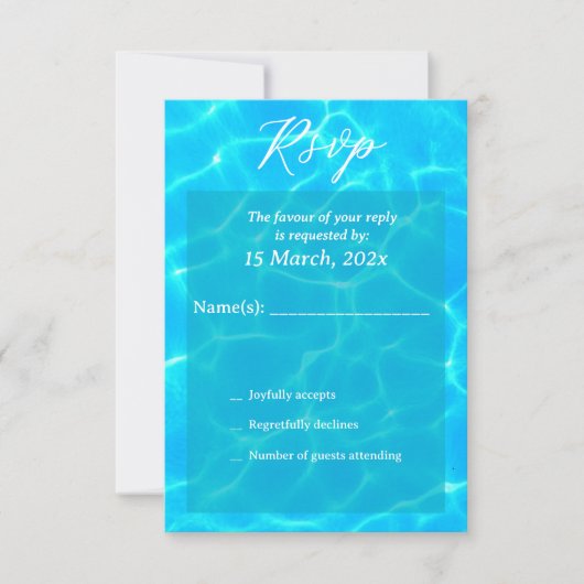 Blue Water Beach & Destination Wedding Ocean Theme RSVP Kaartje (Voorkant)