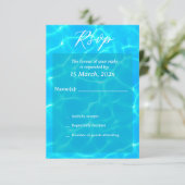 Blue Water Beach & Destination Wedding Ocean Theme RSVP Kaartje (Staand voorkant)
