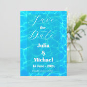 Blue Water Beach & Destination Wedding Ocean Theme Save The Date (Staand voorkant)
