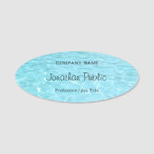 Blue Water Calligraded Script Modern Sjabloon Naamplaatje (Voorkant)