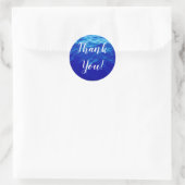 Blue Water Calligraphy Bedankt Ronde Sticker (Tas)