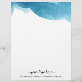 Blue Water Color Ombre Business Letterhead Briefhoofd