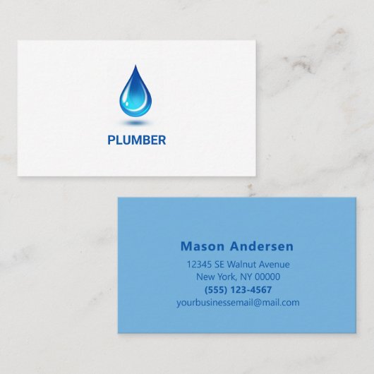 Blue Water Drip Professional Plug Service Visitekaartje (Voorkant / Achterkant)