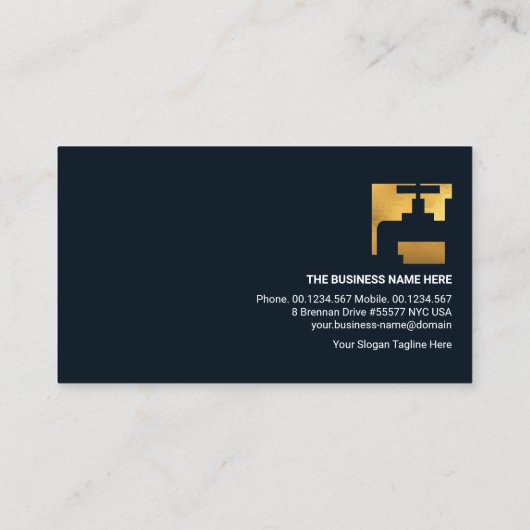 Blue Water Drop Gold Faucet Plumbing Contractor Visitekaartje (Achterkant)