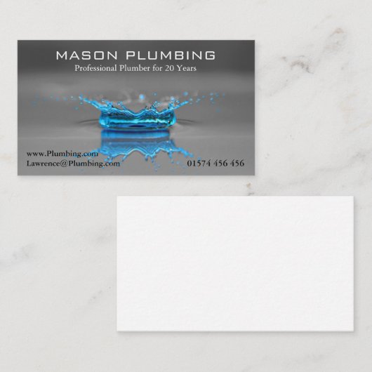 Blue Water Drop Splash - Plumber - Visitekaartje (Voorkant / Achterkant)
