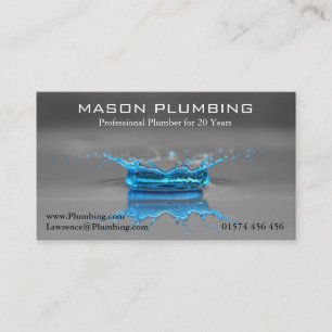 Blue Water Drop Splash - Plumber - Visitekaartje
