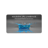 Blue Water Drop Splash - Plumbing - Business Label (Voorkant)