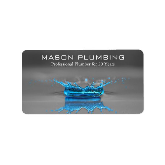 Blue Water Drop Splash - Plumbing - Business Label (Voorkant)