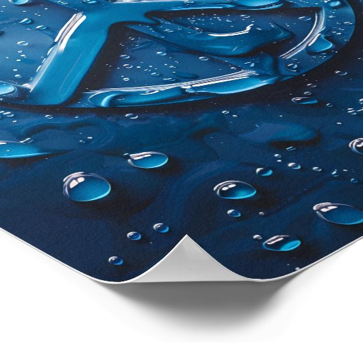 Blue Water Droplet Peace Symbool Poster (Hoek)