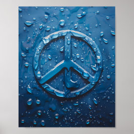 Blue Water Droplet Peace Symbool Poster