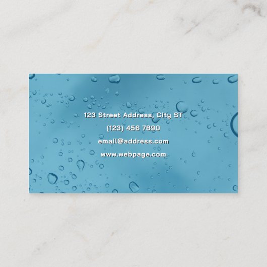 Blue water drops washing service Business Card Visitekaartje (Achterkant)