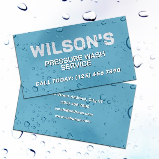 Blue water drops washing service Business Card Visitekaartje