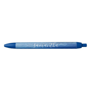 Blue Water Foto Meisjesachtige Handtekening Naam Blauwe Inkt Pen