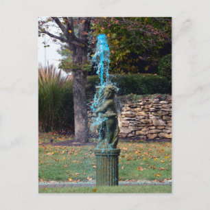 Blue Water Fountain Cherub Briefkaart