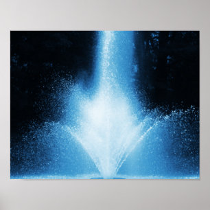 Blue Water Fountain Spray Abstract Poster