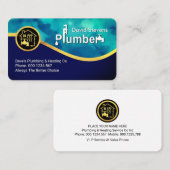 Blue Water Gold Wave Loodgieter Service Visitekaartje (Voorkant / Achterkant)